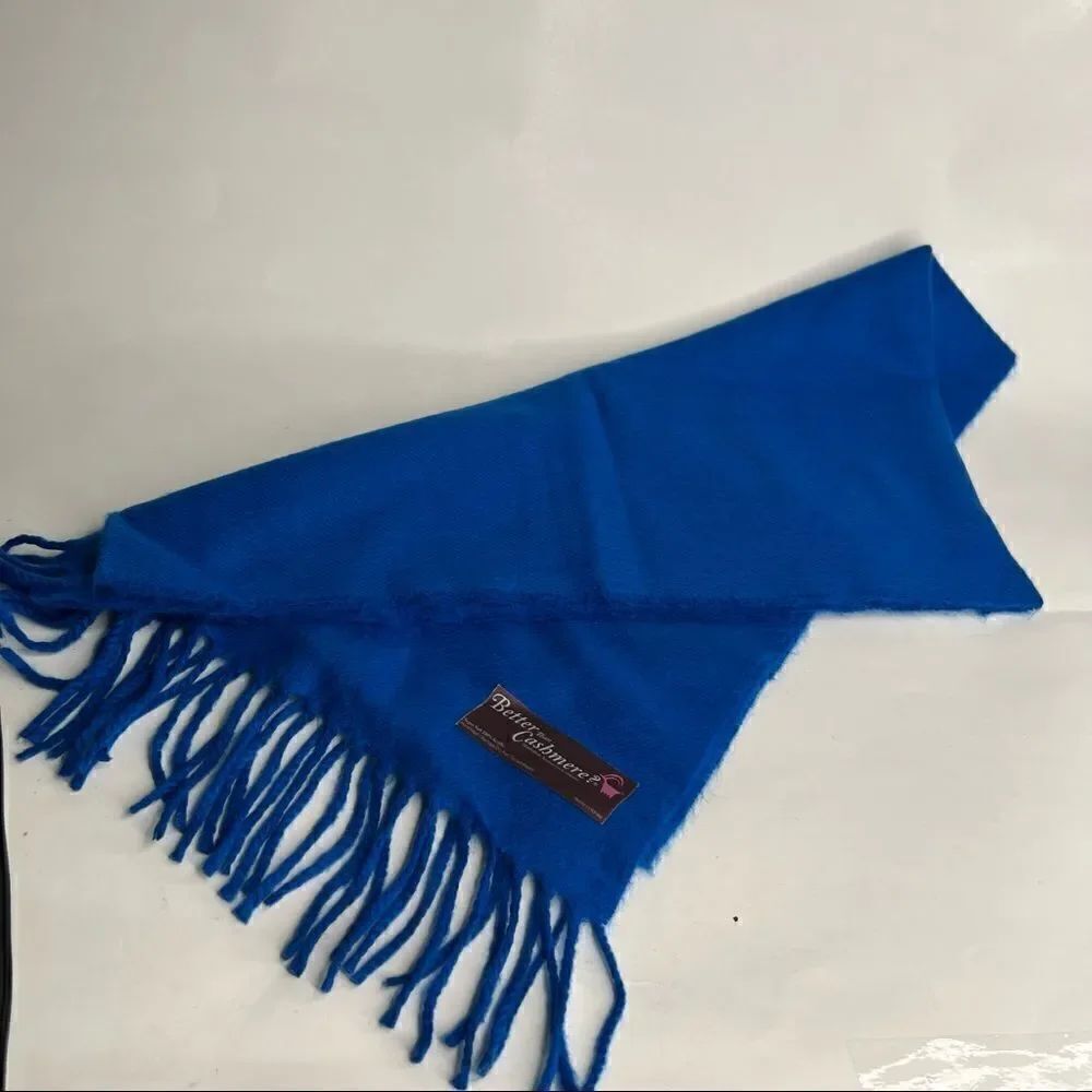 Better Than Cashmere? blue super soft fringed scarf. NWOT